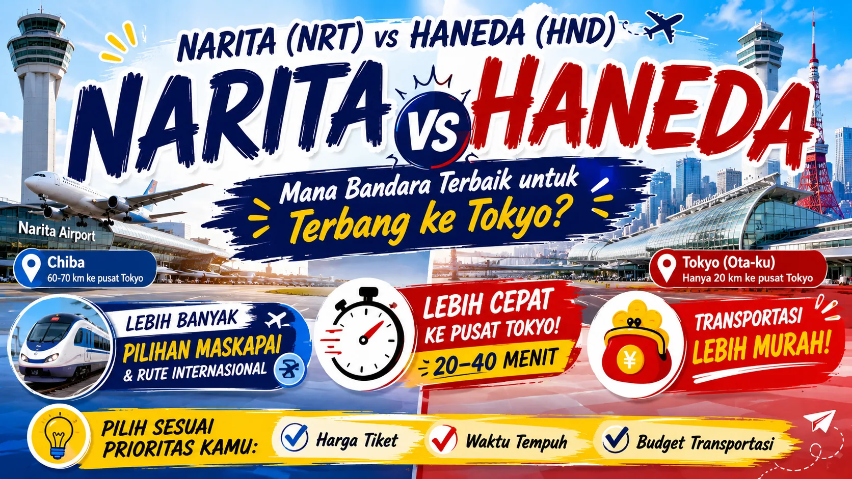 Perbandingan Bandara Narita vs Haneda untuk traveler Indonesia ke Tokyo